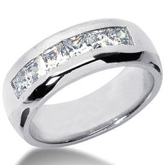 3mm, 1.26ct Princess Channel Mens Moissanite Ring