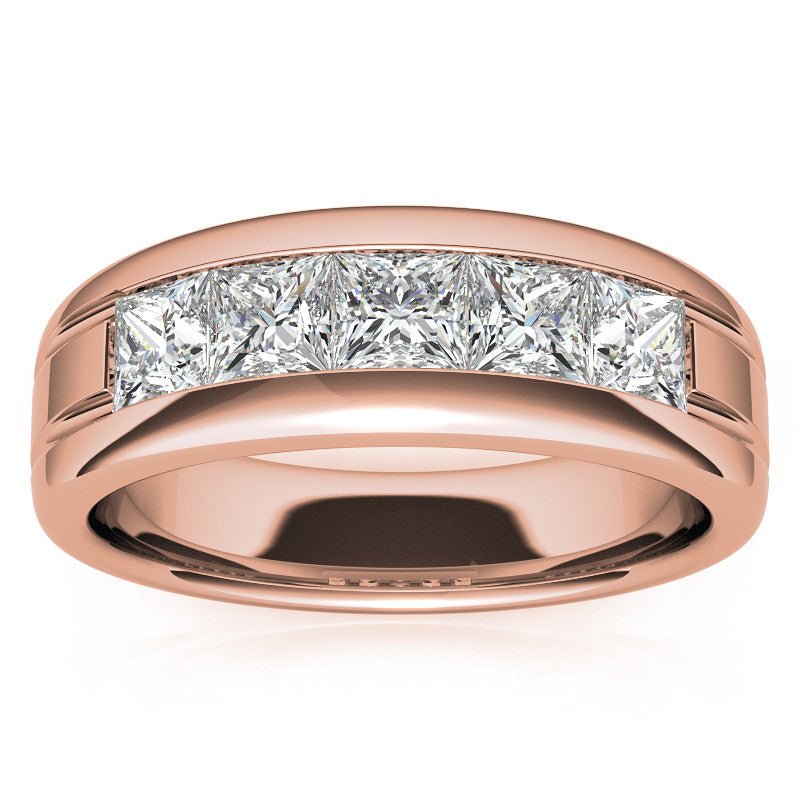 4mm, 2.15ct Square Channel Mens Moissanite Ring