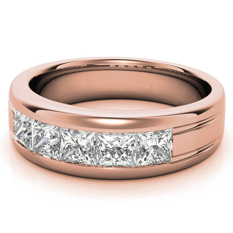 4mm, 2.15ct Square Channel Mens Moissanite Ring