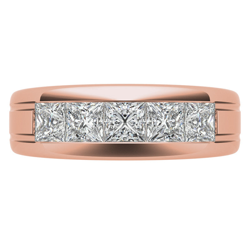 4mm, 2.15ct Square Channel Mens Moissanite Ring