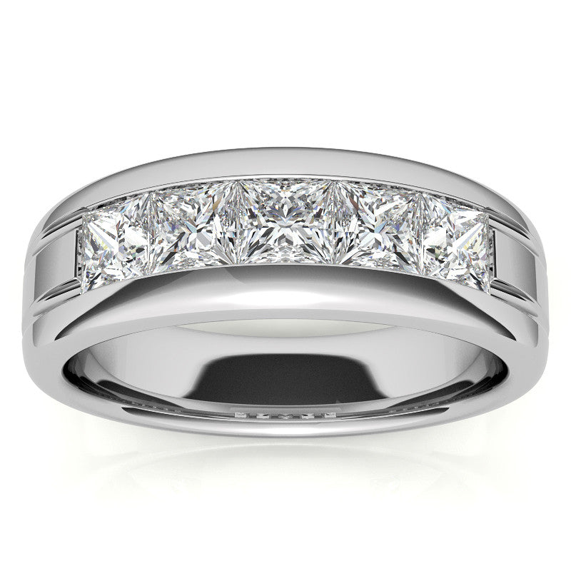 4mm, 2.15ct Square Channel Mens Moissanite Ring