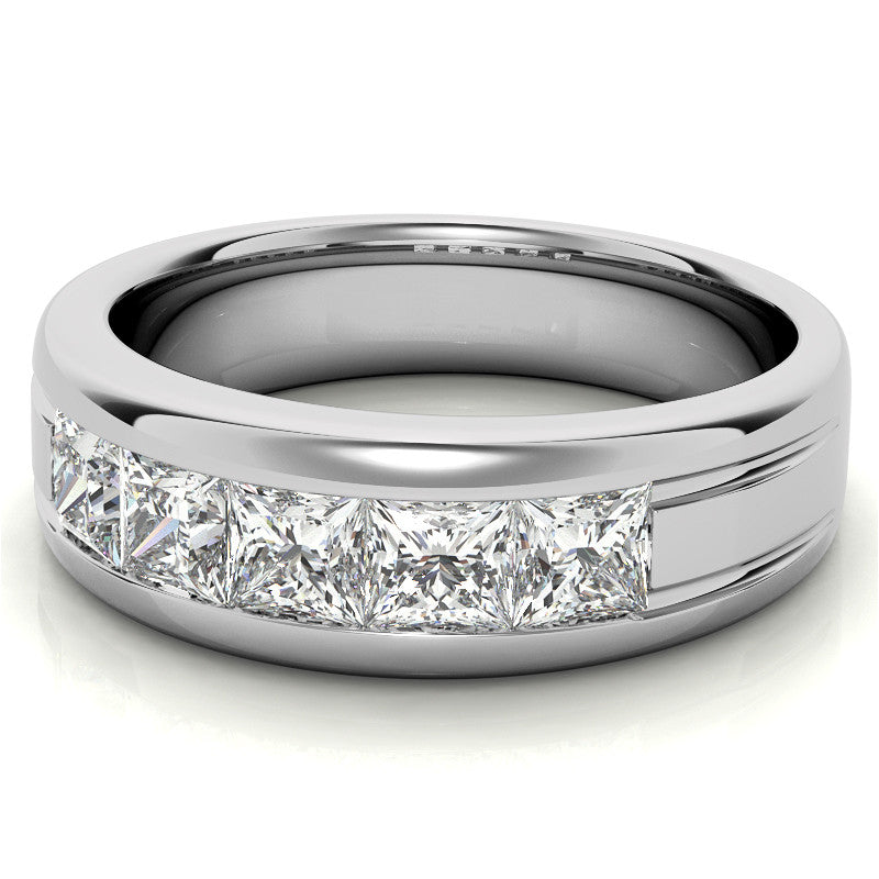 4mm, 2.15ct Square Channel Mens Moissanite Ring