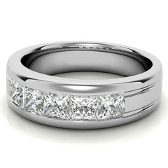 4mm, 2.15ct Square Channel Mens Moissanite Ring