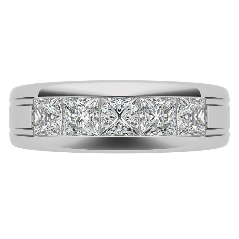 4mm, 2.15ct Square Channel Mens Moissanite Ring