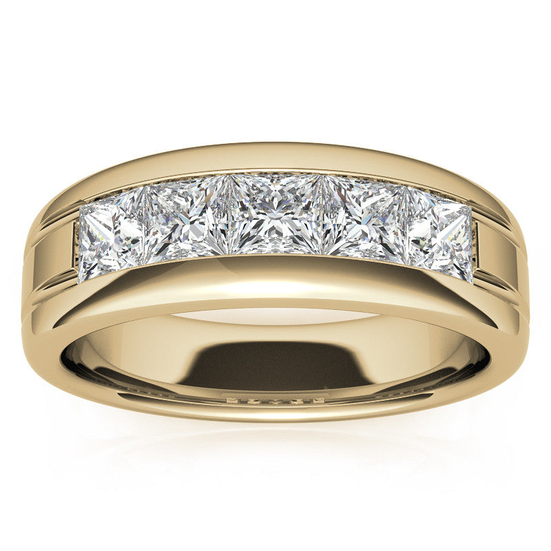 4mm, 2.15ct Square Channel Mens Moissanite Ring