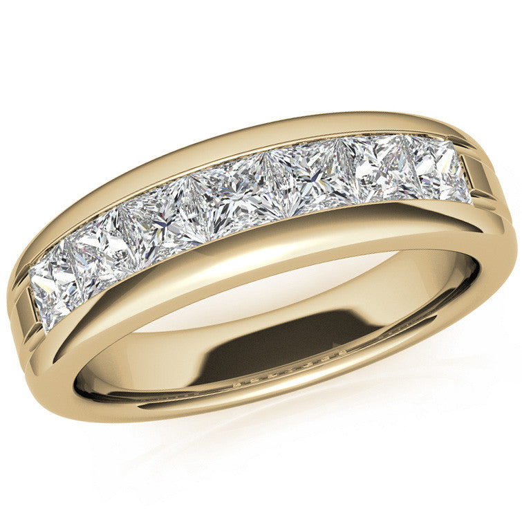 3.5mm, 1.96ct Square Channel Mens Moissanite Ring