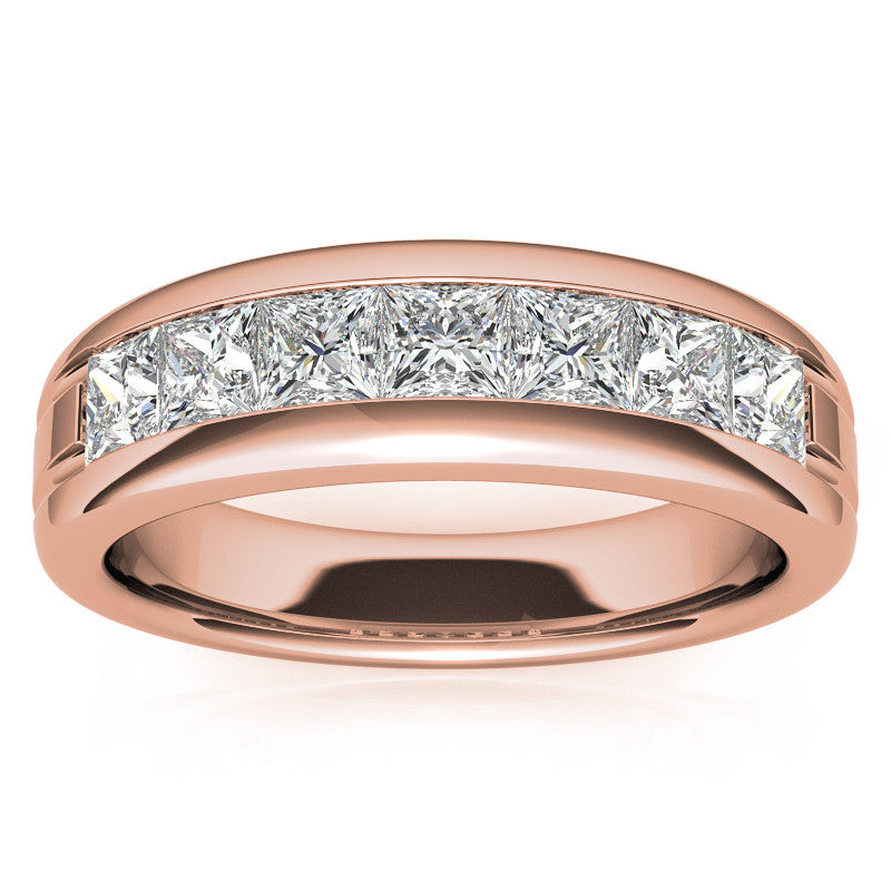 3.5mm, 1.96ct Square Channel Mens Moissanite Ring