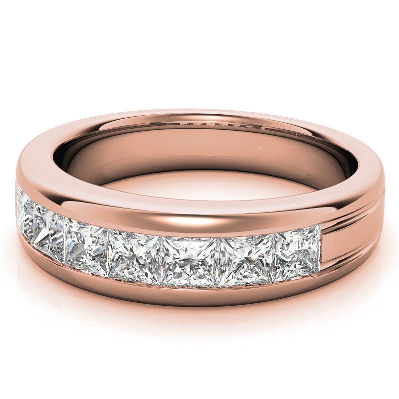 3.5mm, 1.96ct Square Channel Mens Moissanite Ring