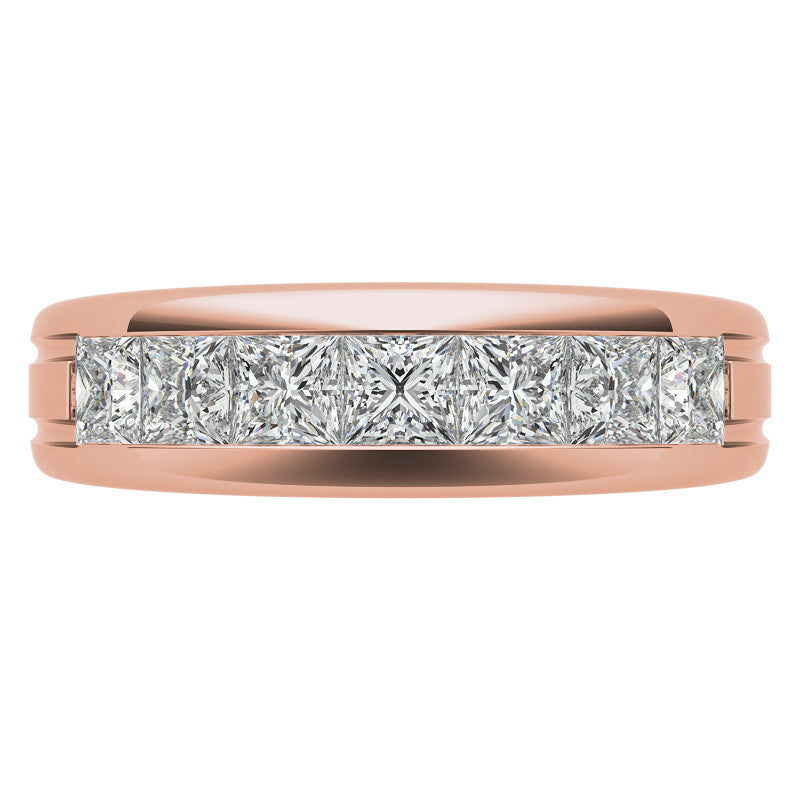 3.5mm, 1.96ct Square Channel Mens Moissanite Ring