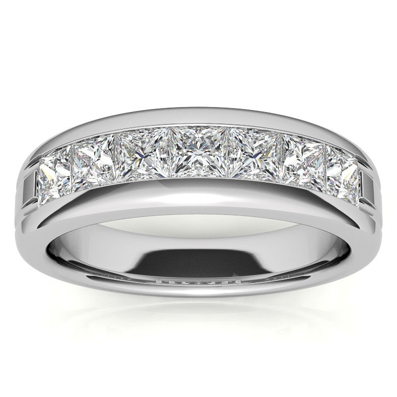 3.5mm, 1.96ct Square Channel Mens Moissanite Ring