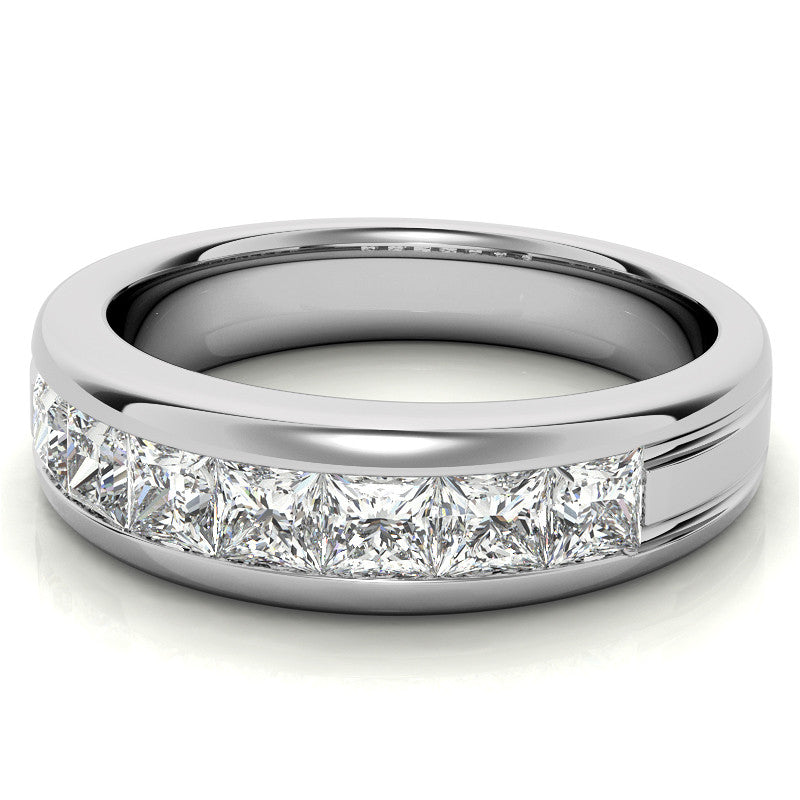 3.5mm, 1.96ct Square Channel Mens Moissanite Ring