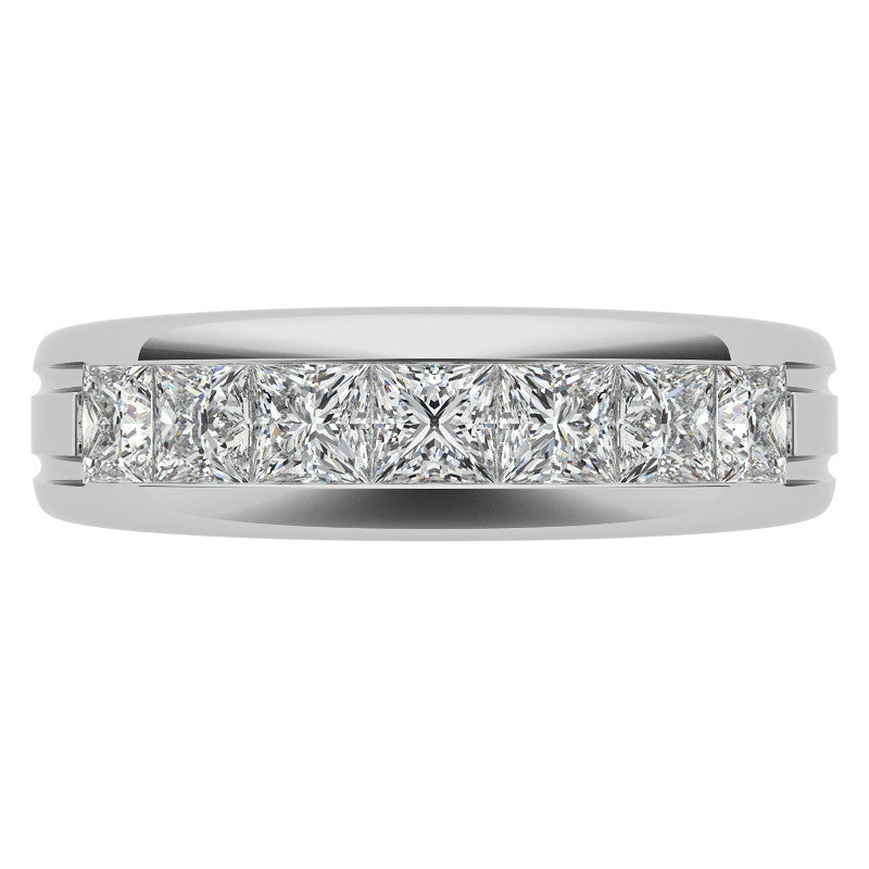 3.5mm, 1.96ct Square Channel Mens Moissanite Ring