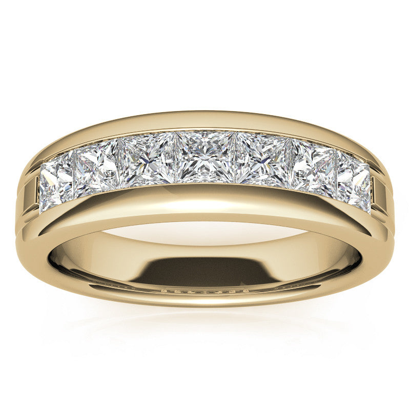 3.5mm, 1.96ct Square Channel Mens Moissanite Ring