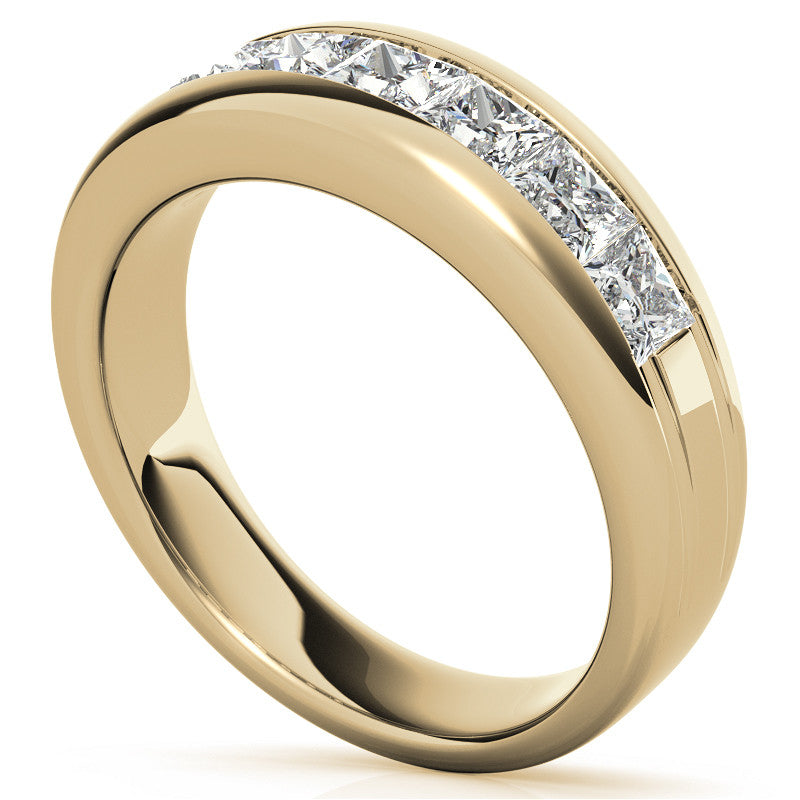 3.5mm, 1.96ct Square Channel Mens Moissanite Ring