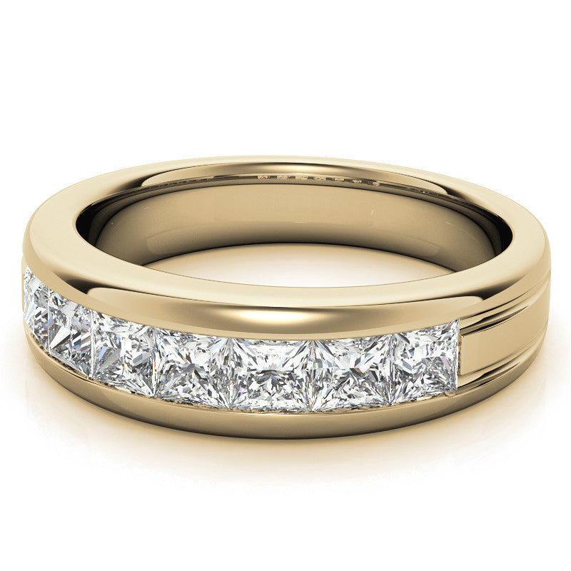 3.5mm, 1.96ct Square Channel Mens Moissanite Ring