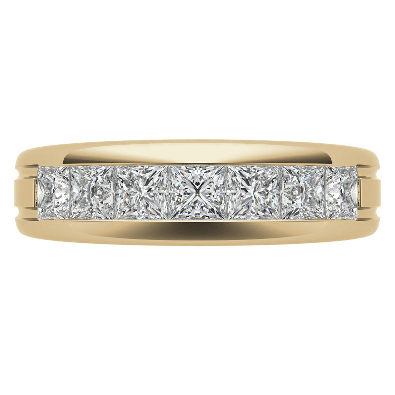 3.5mm, 1.96ct Square Channel Mens Moissanite Ring