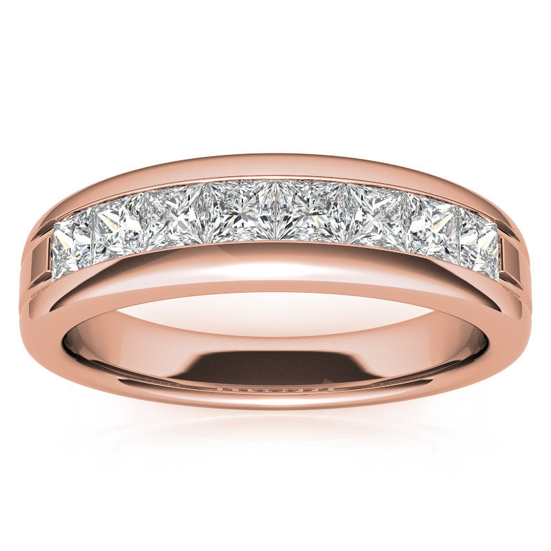 3mm, 1.44ct Square Channel Mens Moissanite Ring