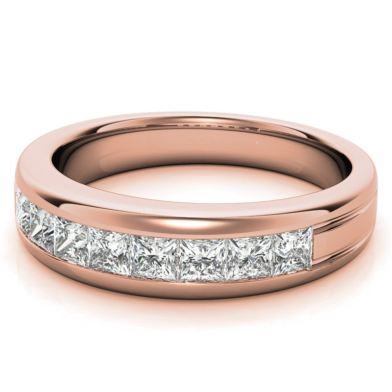 3mm, 1.44ct Square Channel Mens Moissanite Ring
