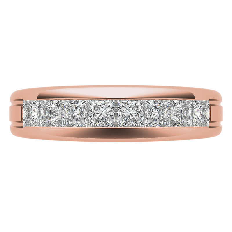 3mm, 1.44ct Square Channel Mens Moissanite Ring