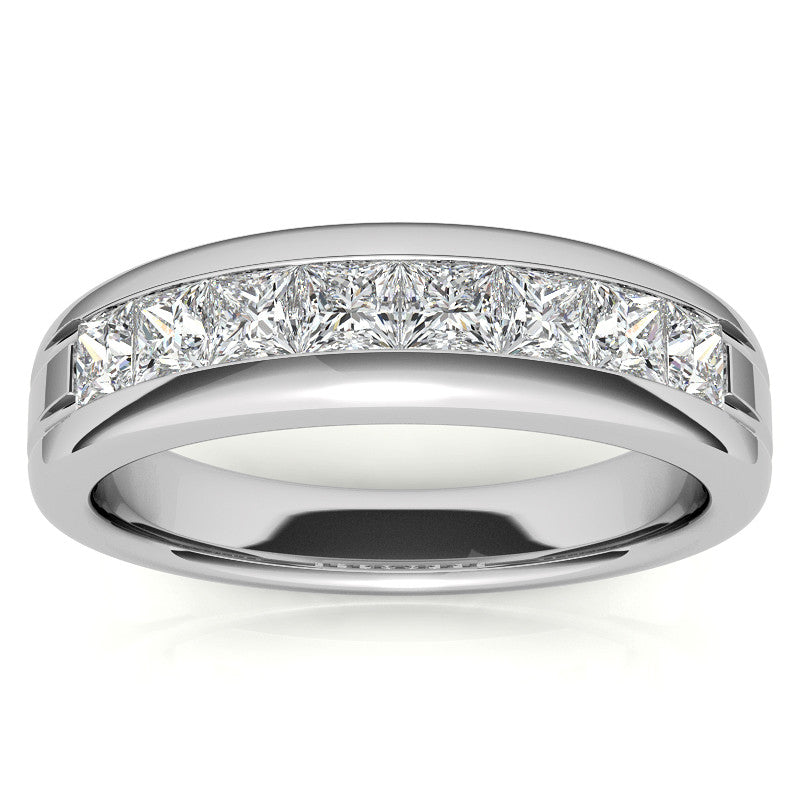 3mm, 1.44ct Square Channel Mens Moissanite Ring