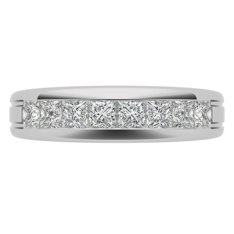 3mm, 1.44ct Square Channel Mens Moissanite Ring