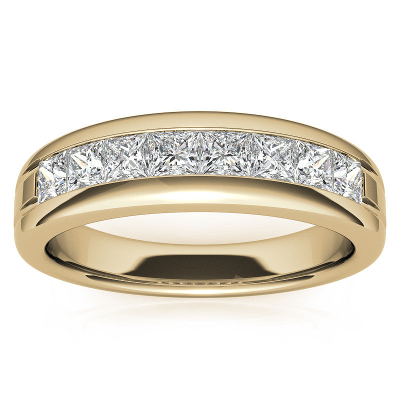 3mm, 1.44ct Square Channel Mens Moissanite Ring