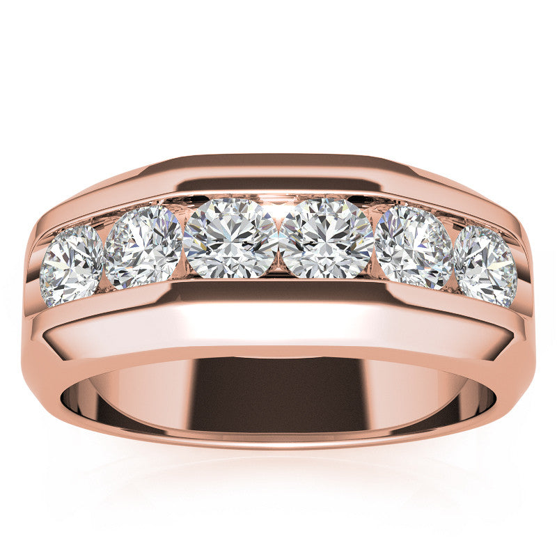 4mm, 1.5ct Round Channel Mens Moissanite Ring