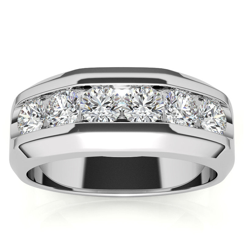 4mm, 1.5ct Round Channel Mens Moissanite Ring