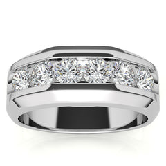 4mm, 1.5ct Round Channel Mens Moissanite Ring