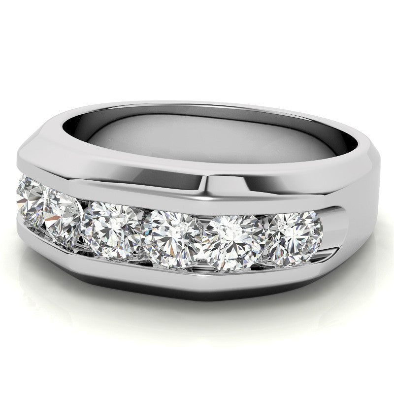 4mm, 1.5ct Round Channel Mens Moissanite Ring