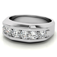 4mm, 1.5ct Round Channel Mens Moissanite Ring