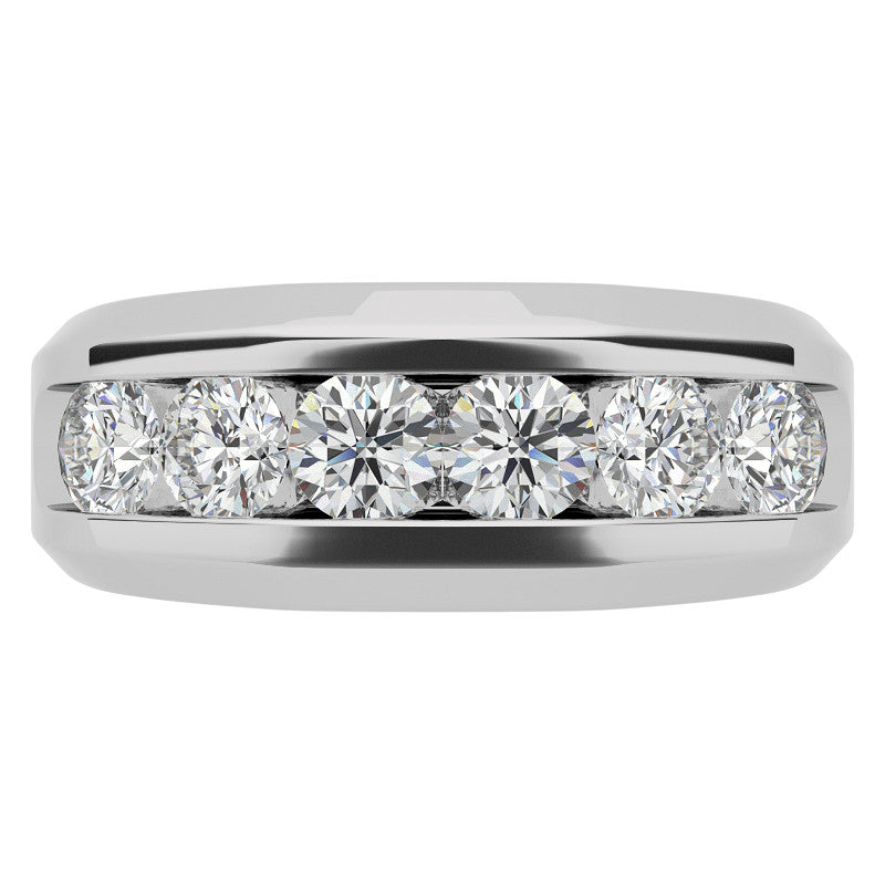 4mm, 1.5ct Round Channel Mens Moissanite Ring