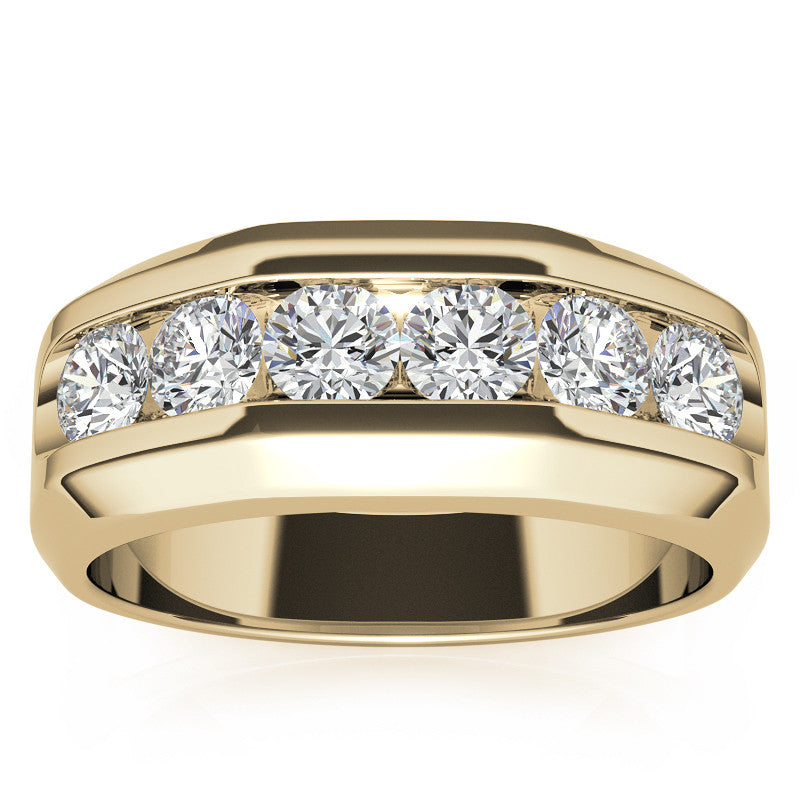 4mm, 1.5ct Round Channel Mens Moissanite Ring