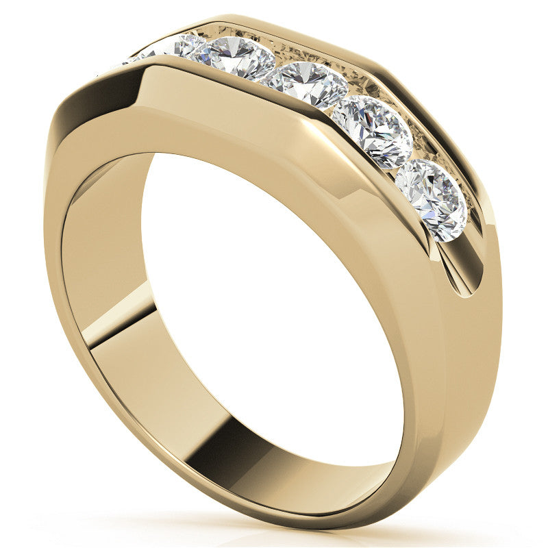 4mm, 1.5ct Round Channel Mens Moissanite Ring