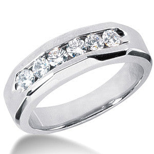 3mm, 0.60ct Round Channel Mens Moissanite Ring