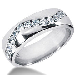 Round Channel Mens Moissanite Ring (0.90ct)