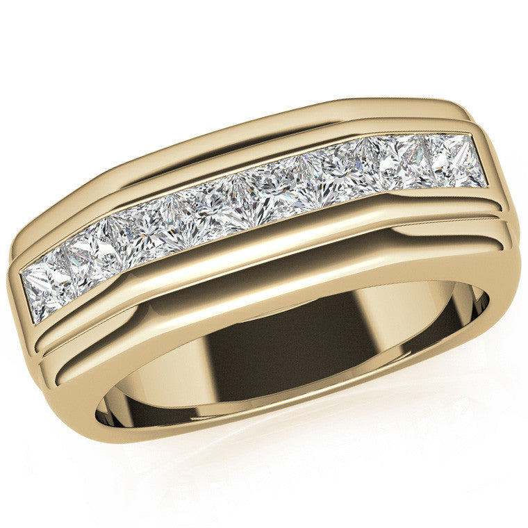 3mm, 1.44ct Square Channel Mens Moissanite Ring