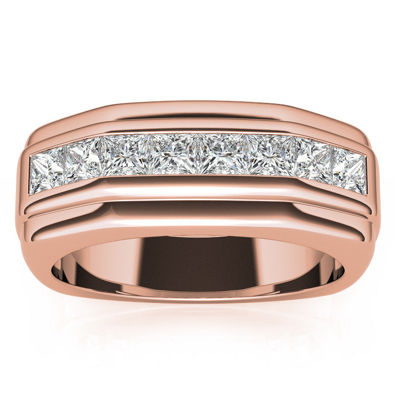 3mm, 1.44ct Square Channel Mens Moissanite Ring