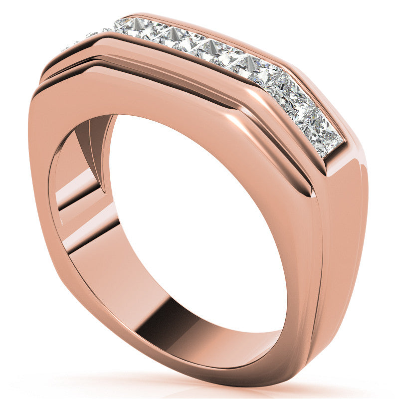 3mm, 1.44ct Square Channel Mens Moissanite Ring