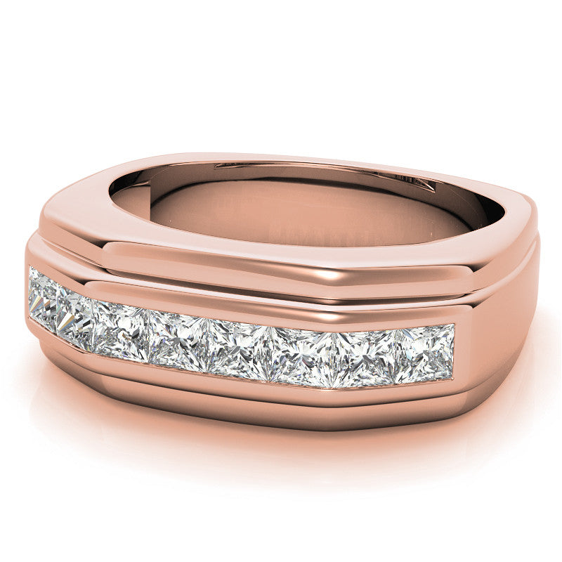 3mm, 1.44ct Square Channel Mens Moissanite Ring
