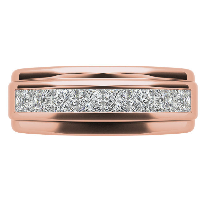 3mm, 1.44ct Square Channel Mens Moissanite Ring