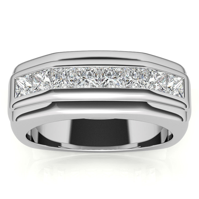 3mm, 1.44ct Square Channel Mens Moissanite Ring