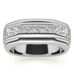 3mm, 1.44ct Square Channel Mens Moissanite Ring