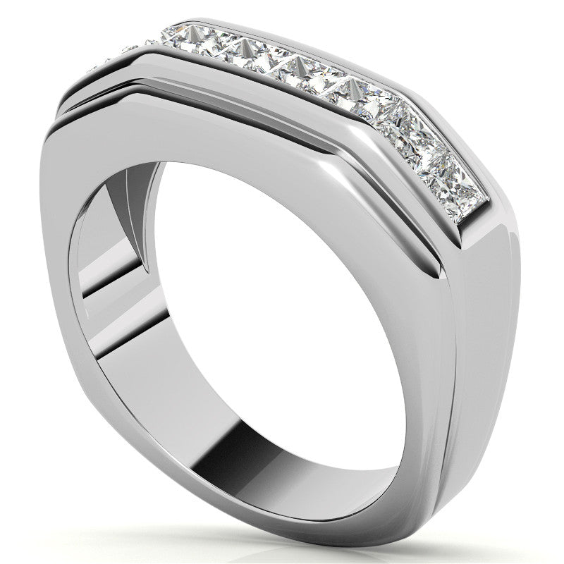 3mm, 1.44ct Square Channel Mens Moissanite Ring