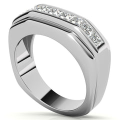 3mm, 1.44ct Square Channel Mens Moissanite Ring