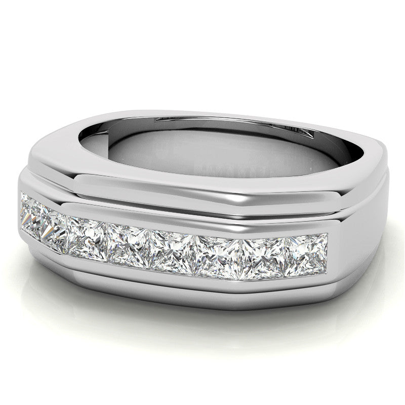 3mm, 1.44ct Square Channel Mens Moissanite Ring