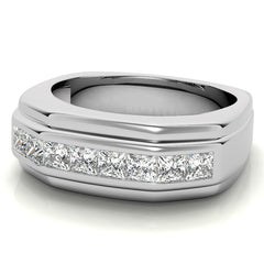 3mm, 1.44ct Square Channel Mens Moissanite Ring