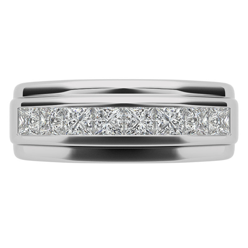 3mm, 1.44ct Square Channel Mens Moissanite Ring