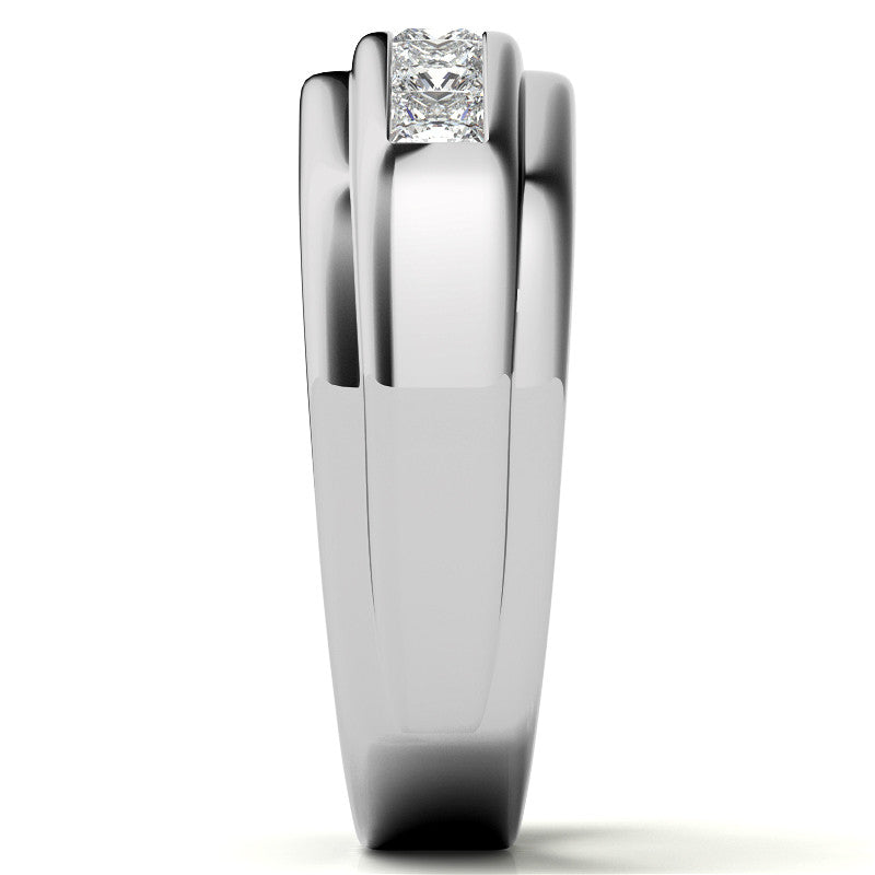 3mm, 1.44ct Square Channel Mens Moissanite Ring