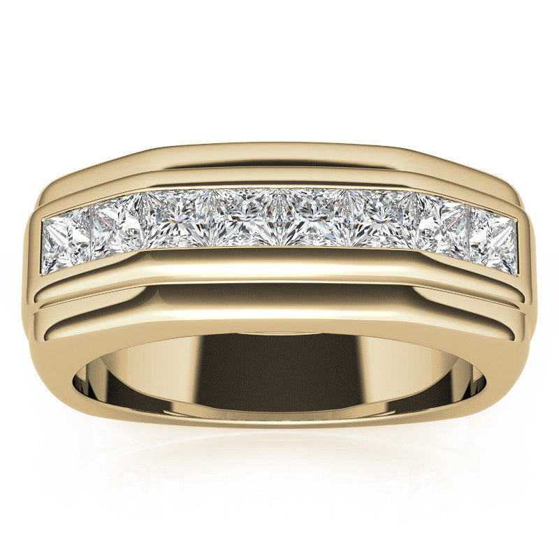 3mm, 1.44ct Square Channel Mens Moissanite Ring